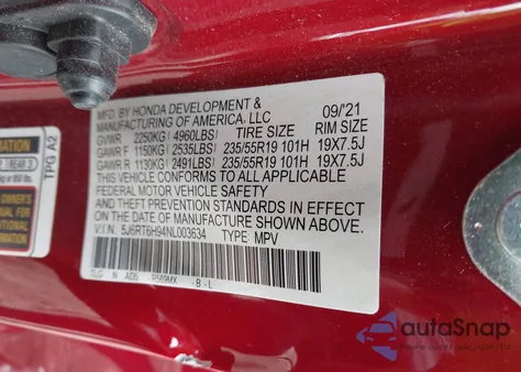 2022 Honda Cr-V Hybrid Touring из США, поврежденный, VIN 5J6RT6H94NL003634